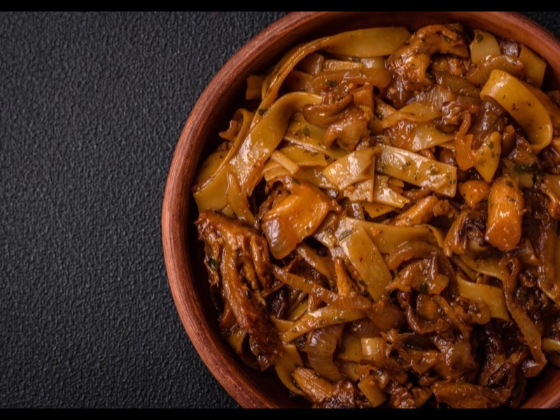 Mushroom kottu with earthy flavors